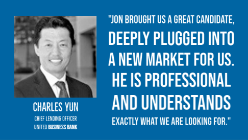 Charles Yun, Chief Lending Officer, United Business Bank. Testimonial for Jon Ward.
